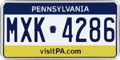 PA license plate MXK4286