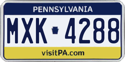 PA license plate MXK4288