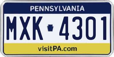 PA license plate MXK4301