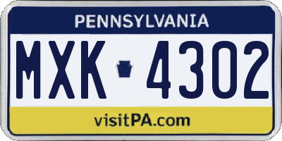 PA license plate MXK4302