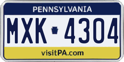 PA license plate MXK4304