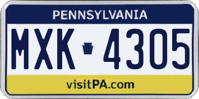 PA license plate MXK4305