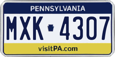 PA license plate MXK4307