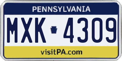 PA license plate MXK4309