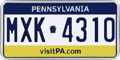 PA license plate MXK4310
