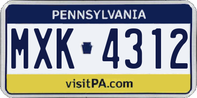 PA license plate MXK4312