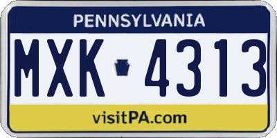 PA license plate MXK4313