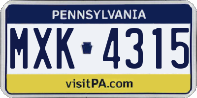 PA license plate MXK4315