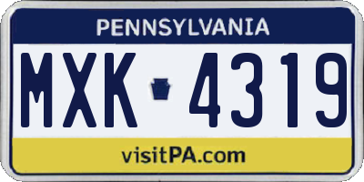 PA license plate MXK4319