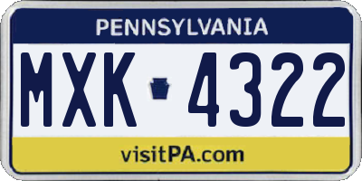 PA license plate MXK4322