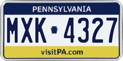 PA license plate MXK4327