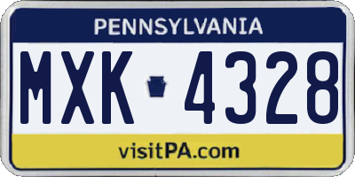 PA license plate MXK4328