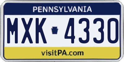 PA license plate MXK4330