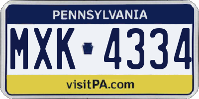 PA license plate MXK4334