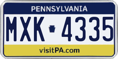 PA license plate MXK4335
