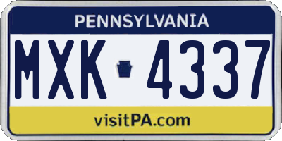 PA license plate MXK4337