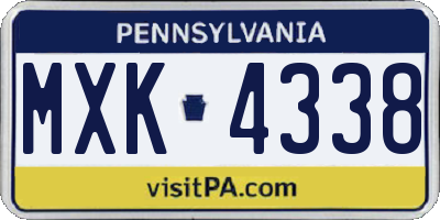 PA license plate MXK4338
