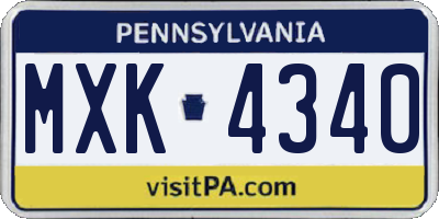 PA license plate MXK4340
