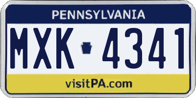 PA license plate MXK4341