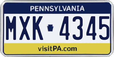 PA license plate MXK4345