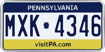 PA license plate MXK4346