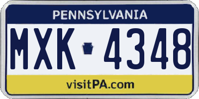 PA license plate MXK4348