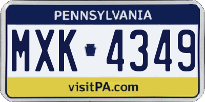 PA license plate MXK4349