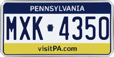 PA license plate MXK4350