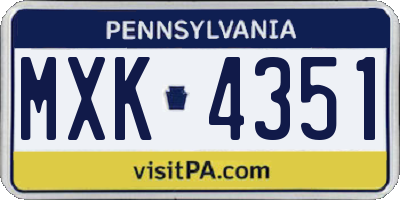 PA license plate MXK4351