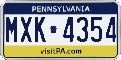 PA license plate MXK4354