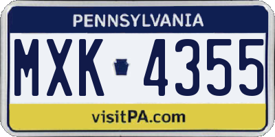 PA license plate MXK4355
