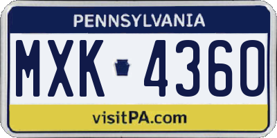 PA license plate MXK4360