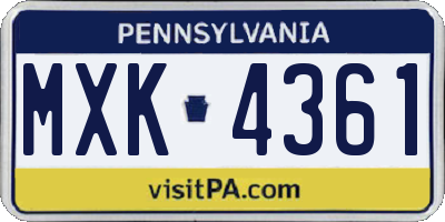 PA license plate MXK4361