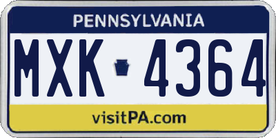 PA license plate MXK4364