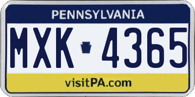 PA license plate MXK4365