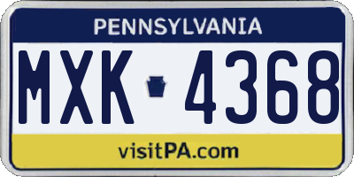 PA license plate MXK4368