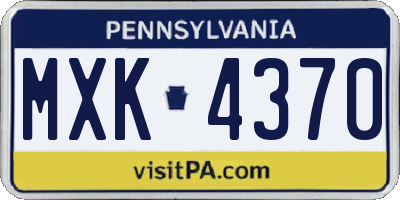 PA license plate MXK4370