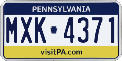 PA license plate MXK4371