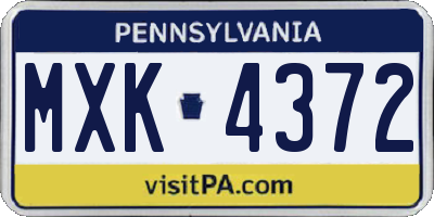 PA license plate MXK4372