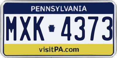 PA license plate MXK4373