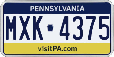 PA license plate MXK4375