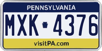 PA license plate MXK4376