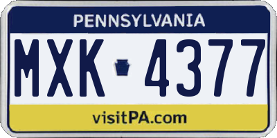 PA license plate MXK4377