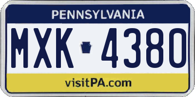PA license plate MXK4380