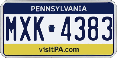 PA license plate MXK4383