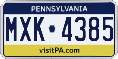 PA license plate MXK4385