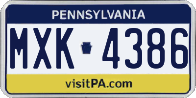 PA license plate MXK4386