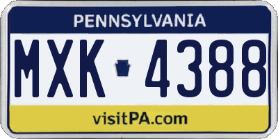 PA license plate MXK4388