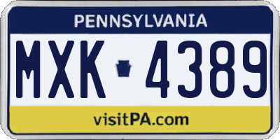 PA license plate MXK4389