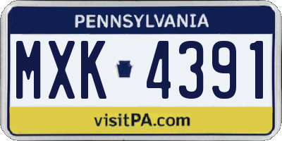 PA license plate MXK4391